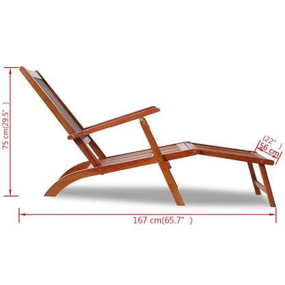 Outdoor Deck Chair with Footrest Solid Acacia Wood