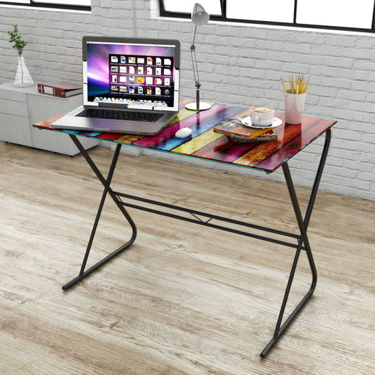Glass Desk with Rainbow Pattern