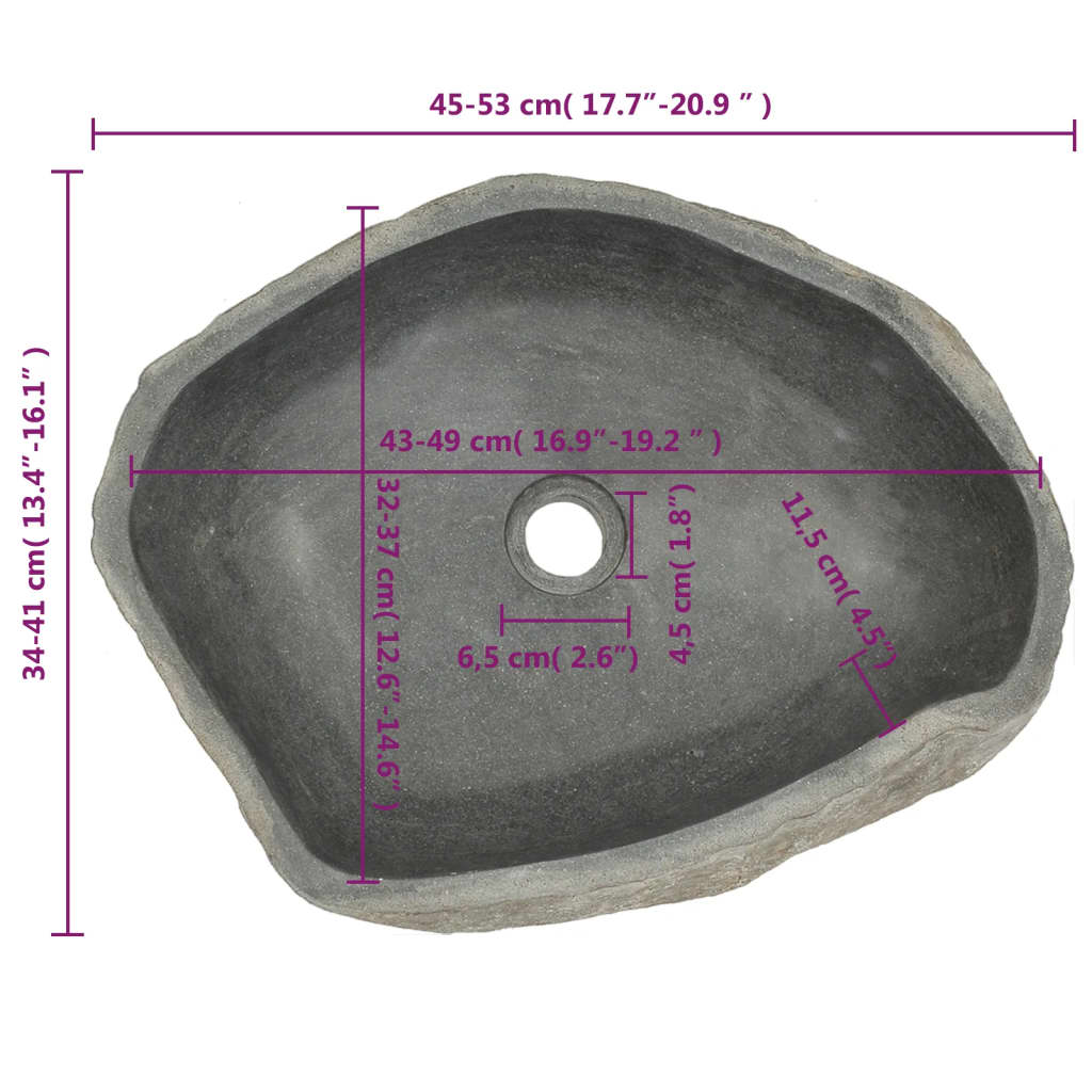 Basin River Stone Oval 45-53 cm