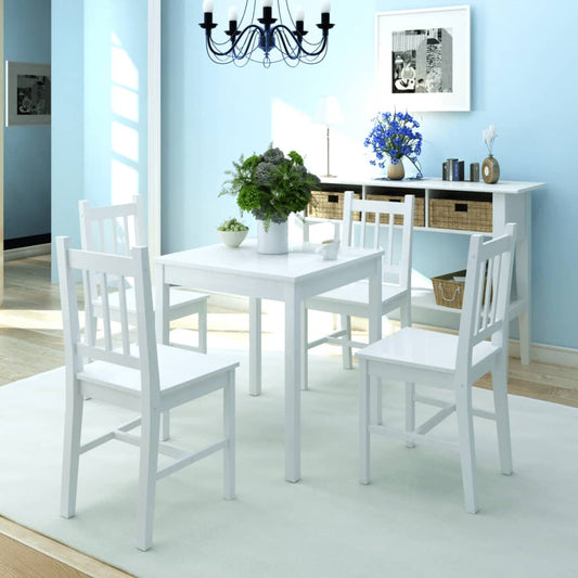 Five Piece Dining Set Pinewood White