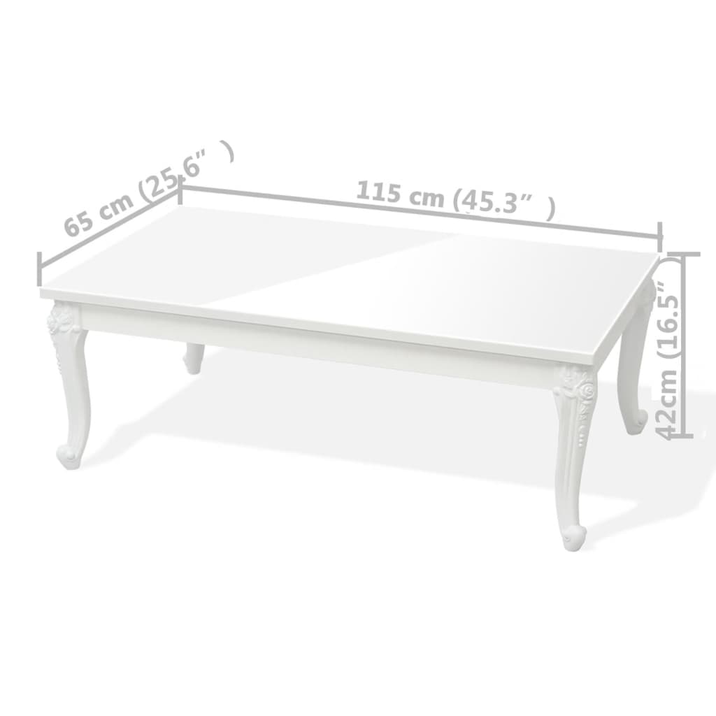 Coffee Table 115x65x42 cm High Gloss White