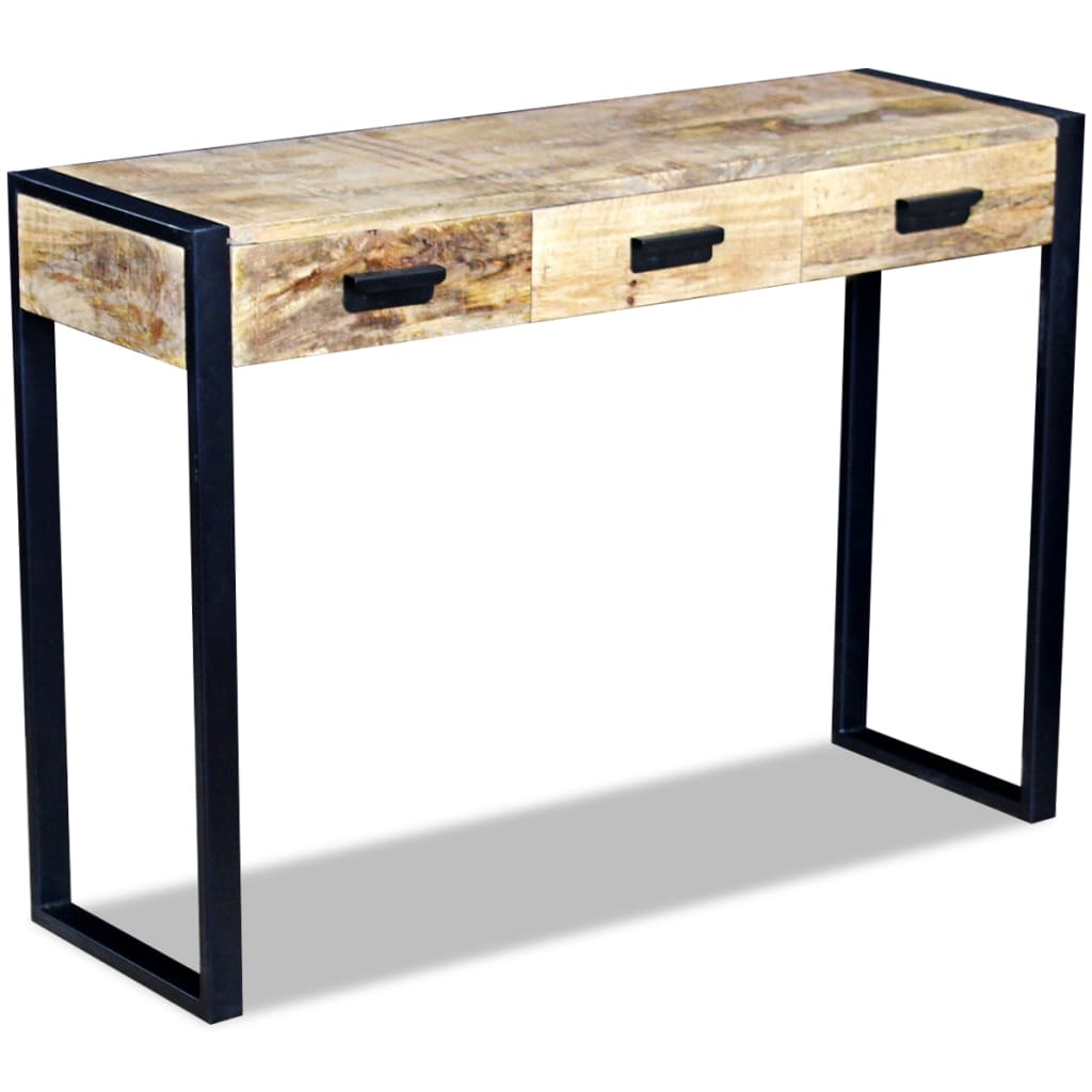 Console Table with 3 Drawers Solid Mango Wood 110x35x78 cm