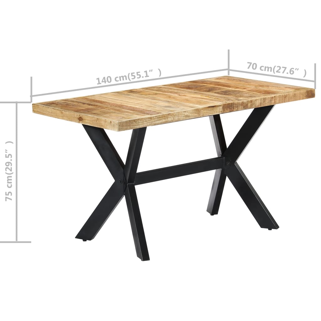 Dining Table 140x70x75 cm Solid Rough Mango Wood