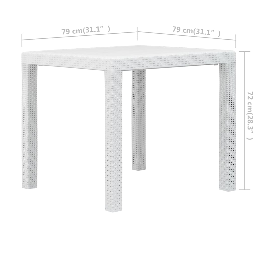 Garden Table White 79x79x72 cm Plastic Rattan Look