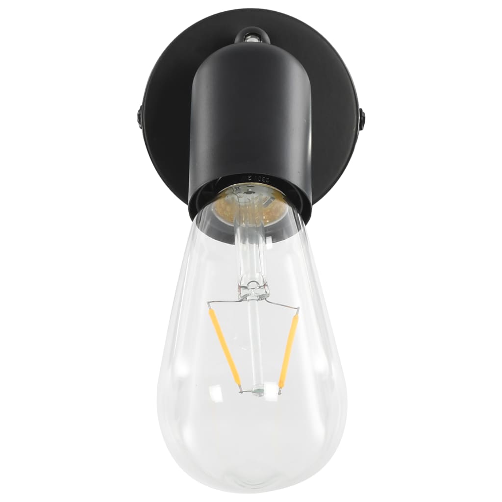 Spot Lights 2 pcs with Filament Bulbs 2 W Black E27