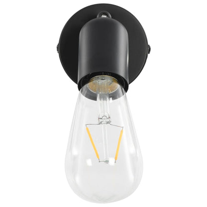 Spot Lights 2 pcs with Filament Bulbs 2 W Black E27