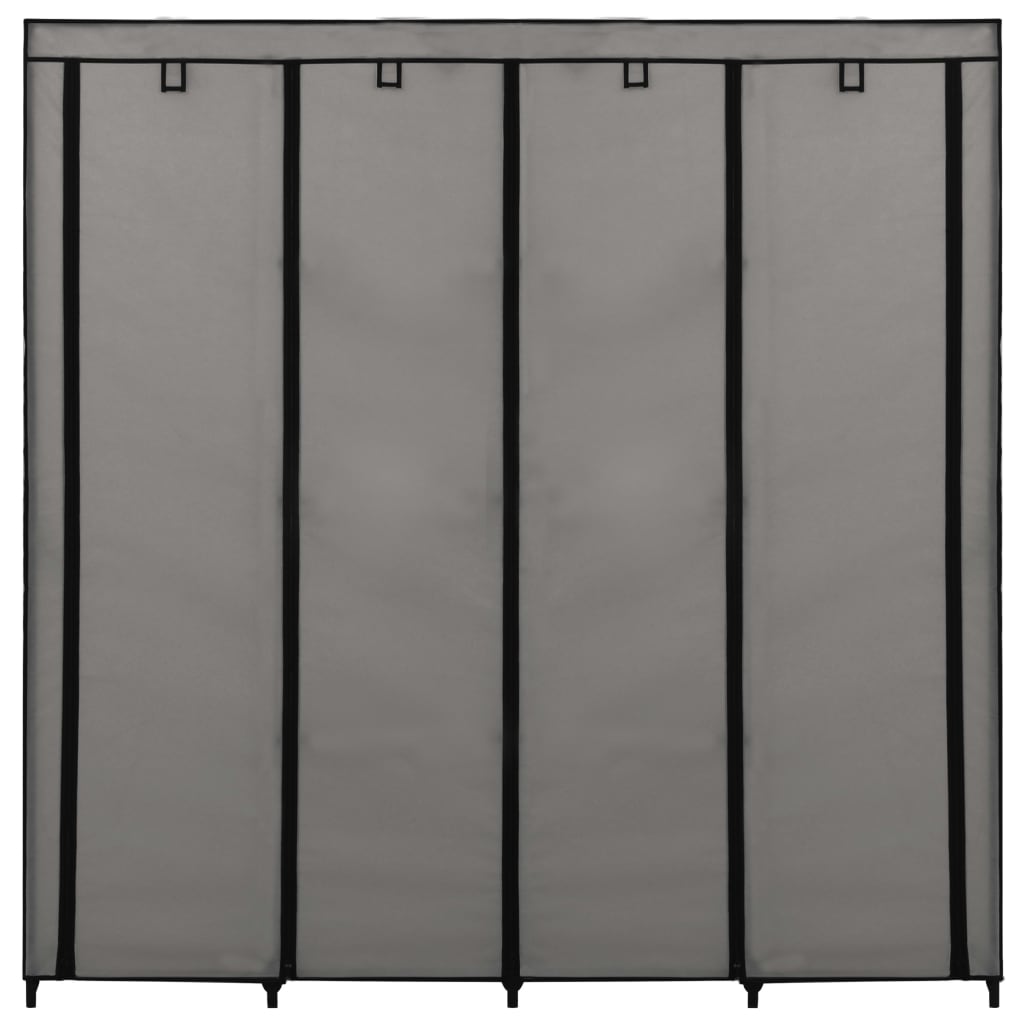 Wardrobe with 4 Compartments Grey 175x45x170 cm
