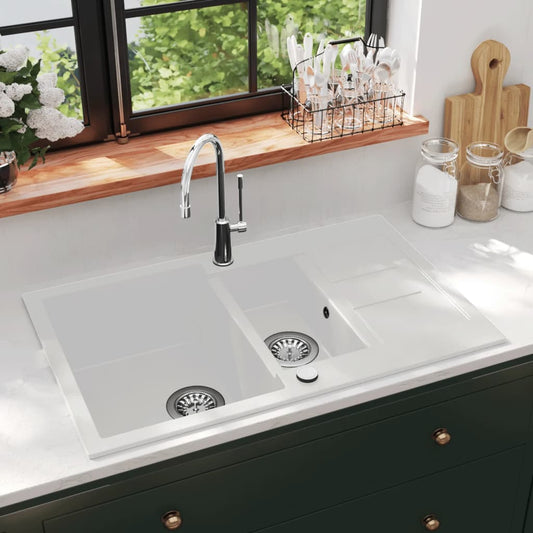 Granite Kitchen Sink Double Basins White