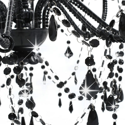 Chandelier with Beads Black 8 x E14 Bulbs