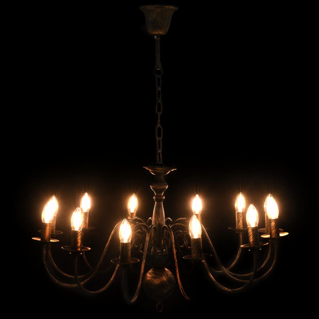 Chandelier Antique Black 12 x E14 Bulbs