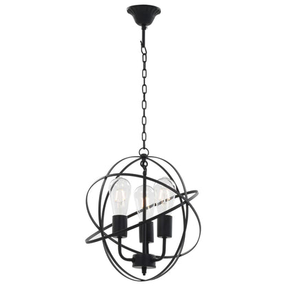 Hanging Lamp Black Sphere 3 x E27 Bulbs