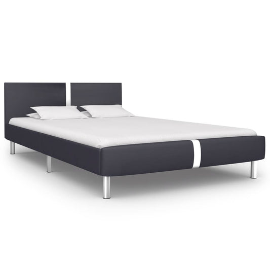 Bed Frame Black Faux Leather 135x190 cm Double
