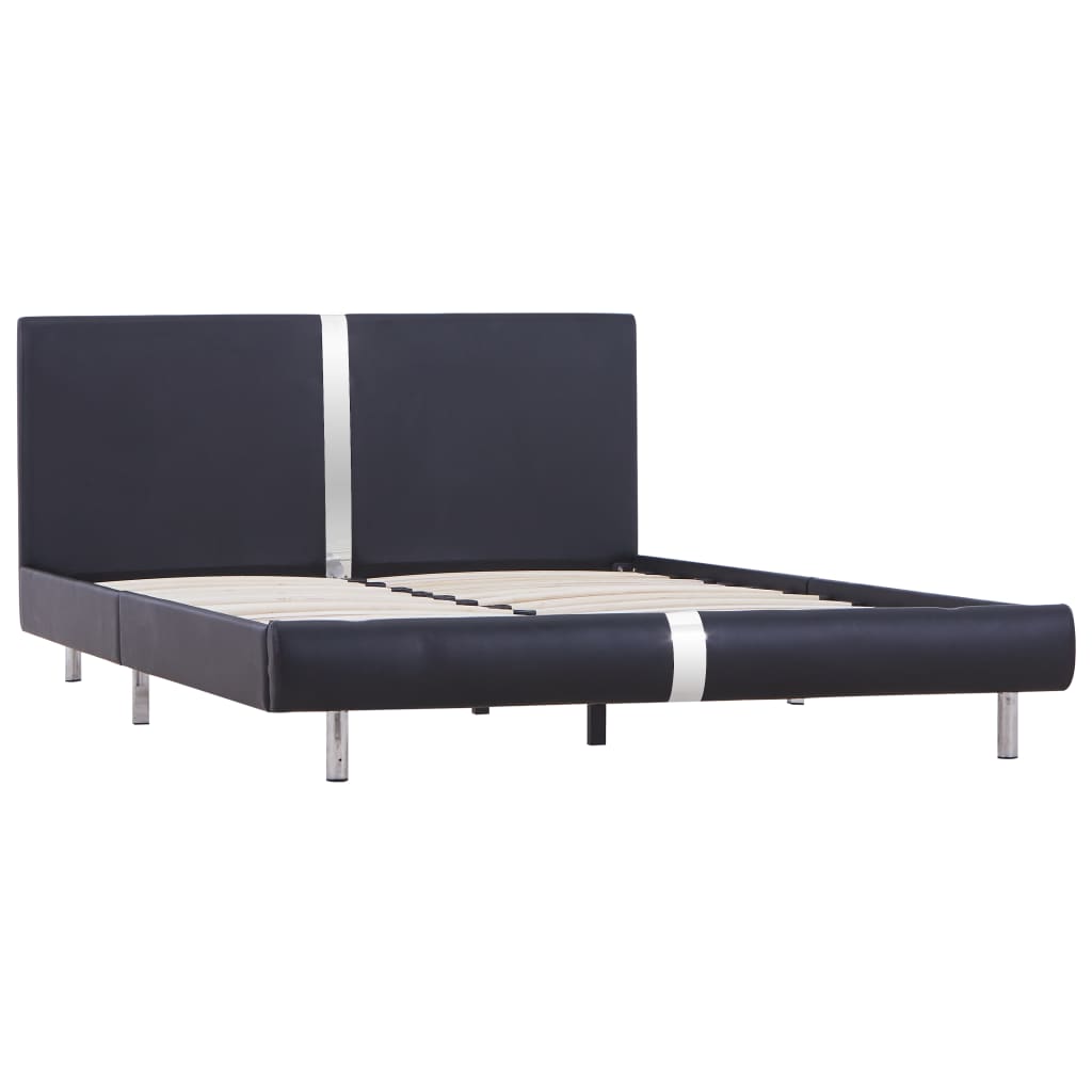 Bed Frame Black Faux Leather 135x190 cm 4FT6 Double