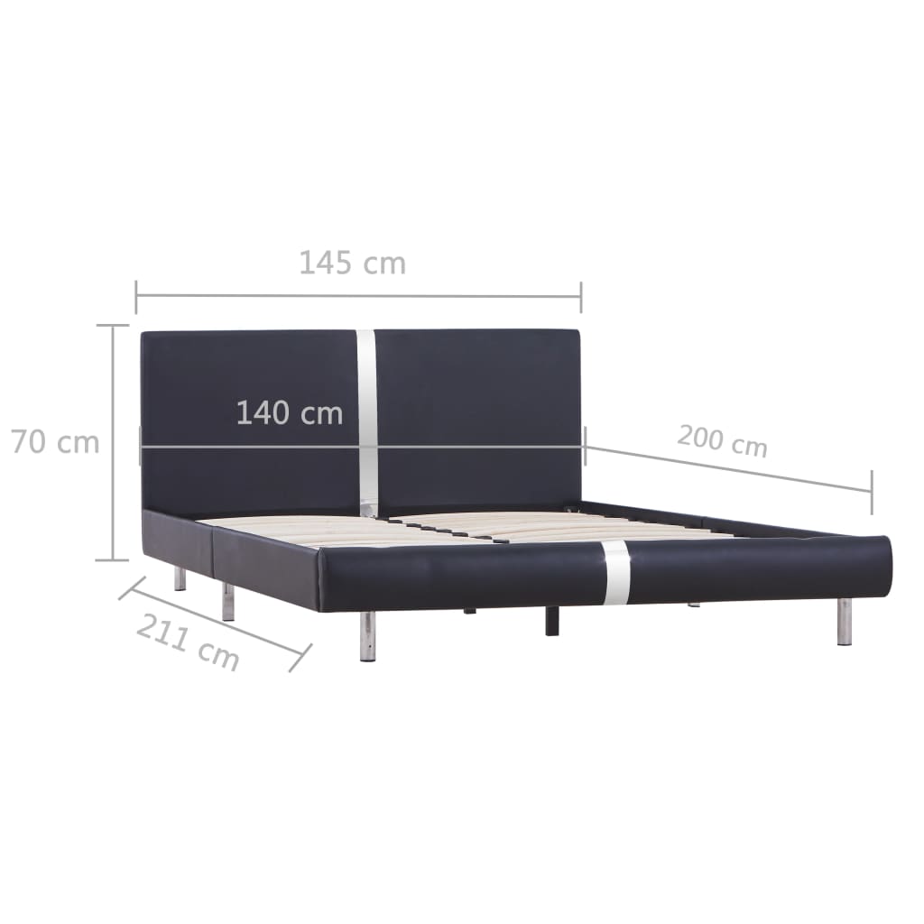 Bed Frame Black Faux Leather 135x190 cm 4FT6 Double