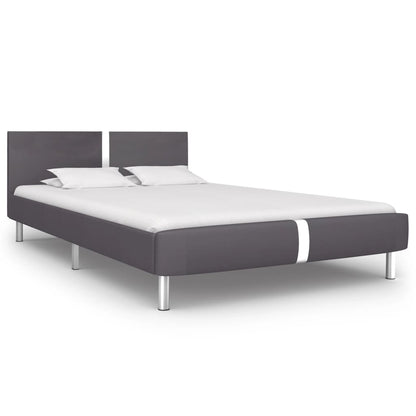 Bed Frame Grey Faux Leather 135x190 cm Double