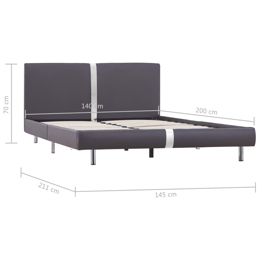 Bed Frame Grey Faux Leather 135x190 cm Double