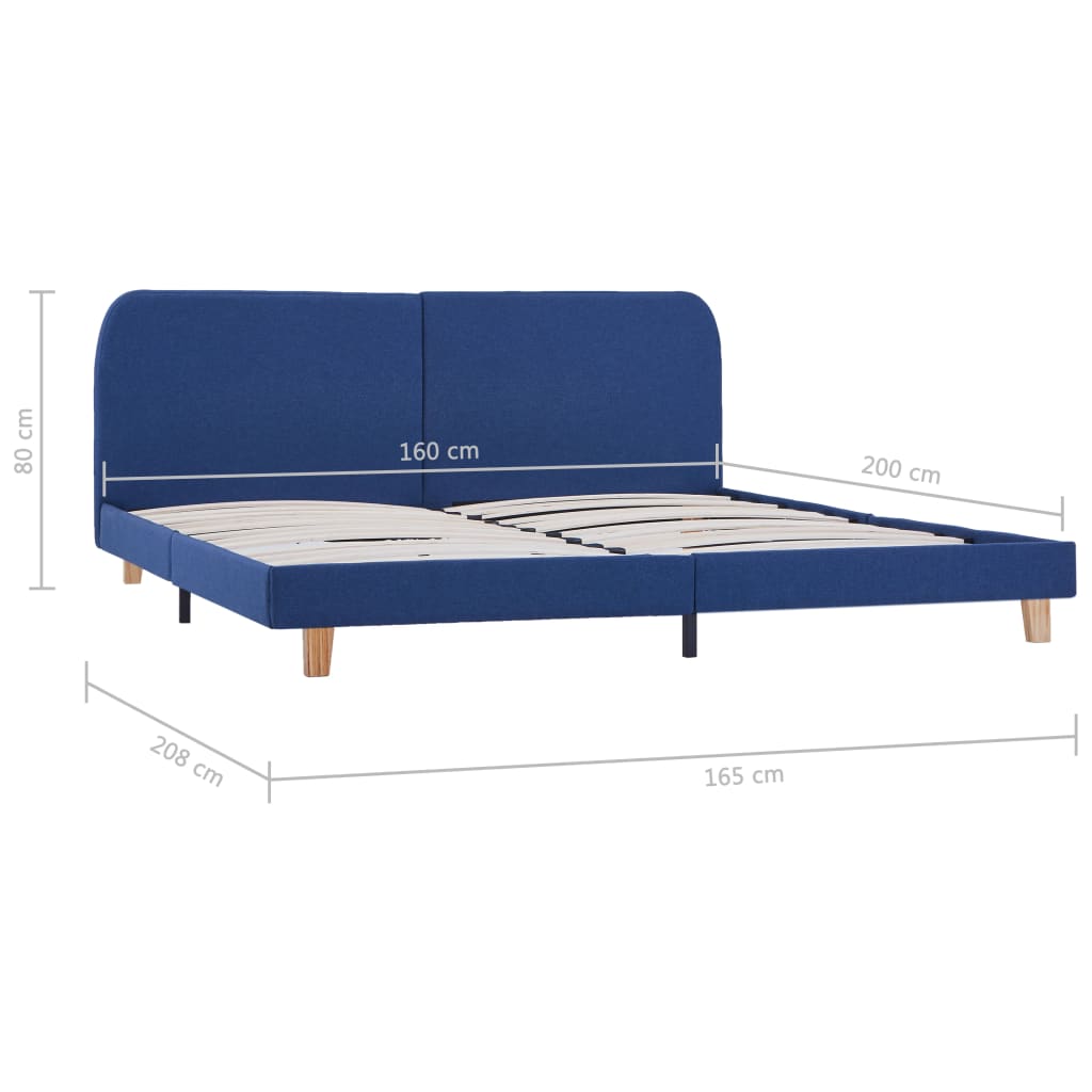 Bed Frame Blue Fabric 150x200 cm King Size