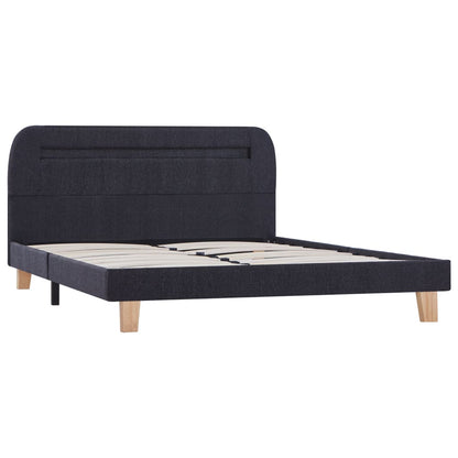 Bed Frame with LED Dark Grey Fabric 135x190 cm Double