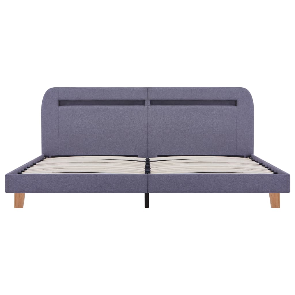 Bed Frame with LED Light Grey Fabric 150x200 cm 5FT King Size