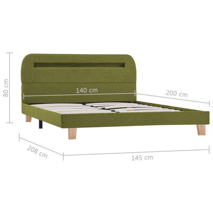 Bed Frame with LED Green Fabric 135x190 cm 4FT6 Double