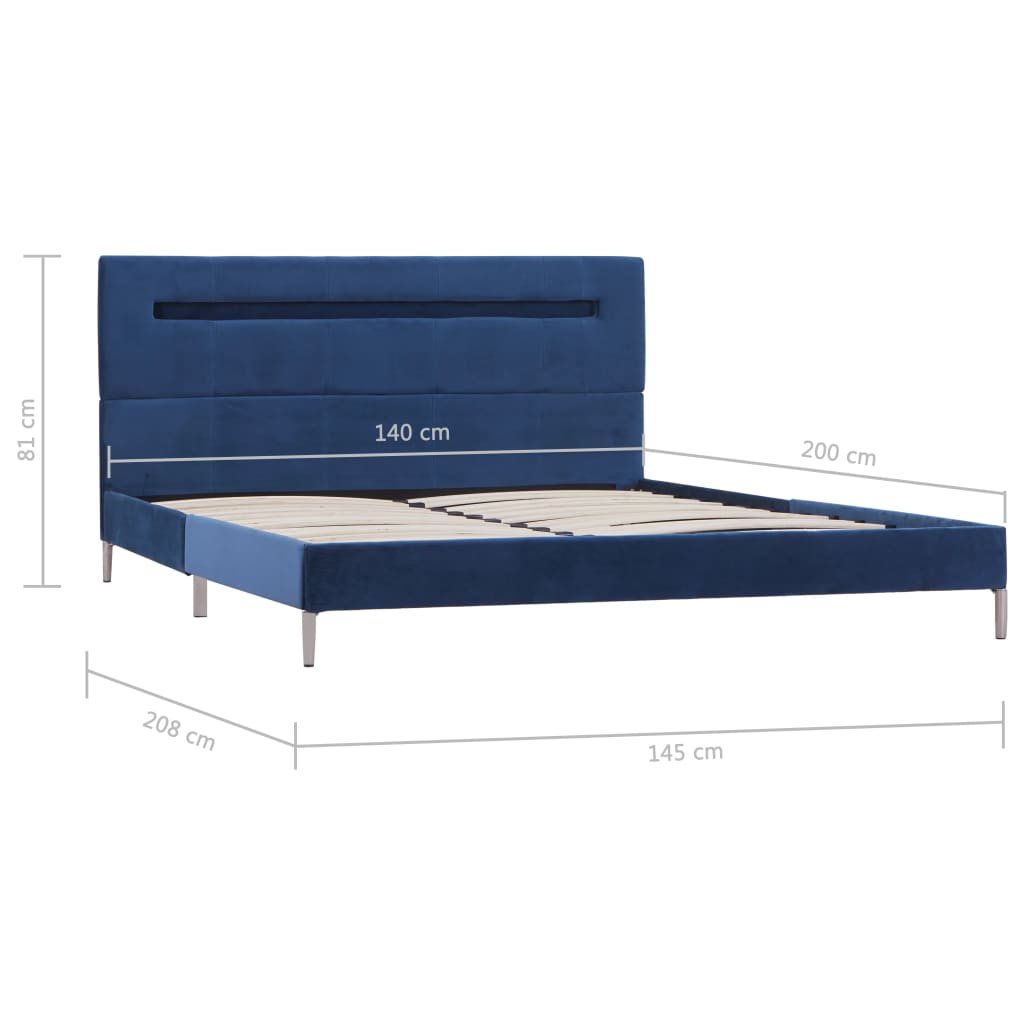 Bed Frame with LED Blue Fabric 135x190 cm Double