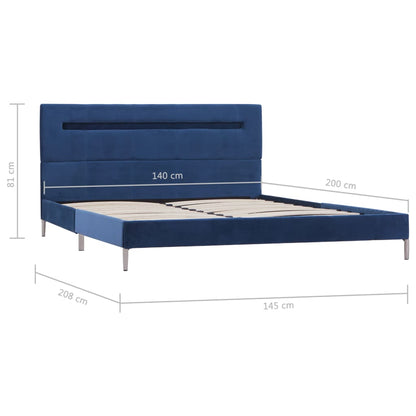 Bed Frame with LED Blue Fabric 135x190 cm Double