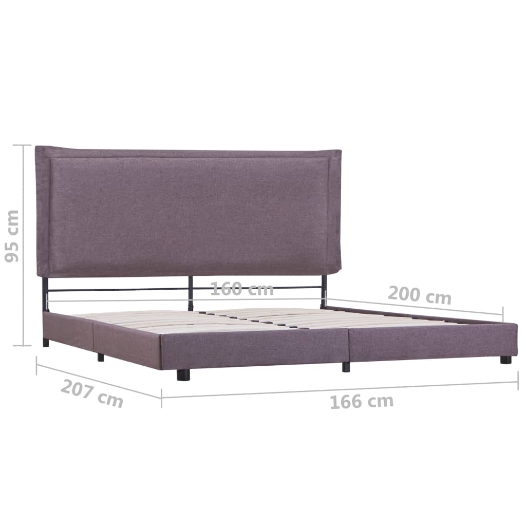 Bed Frame Taupe Fabric 150x200 cm King Size
