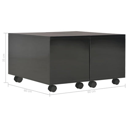 Coffee Table High Gloss Black 60x60x35 cm Engineered Wood