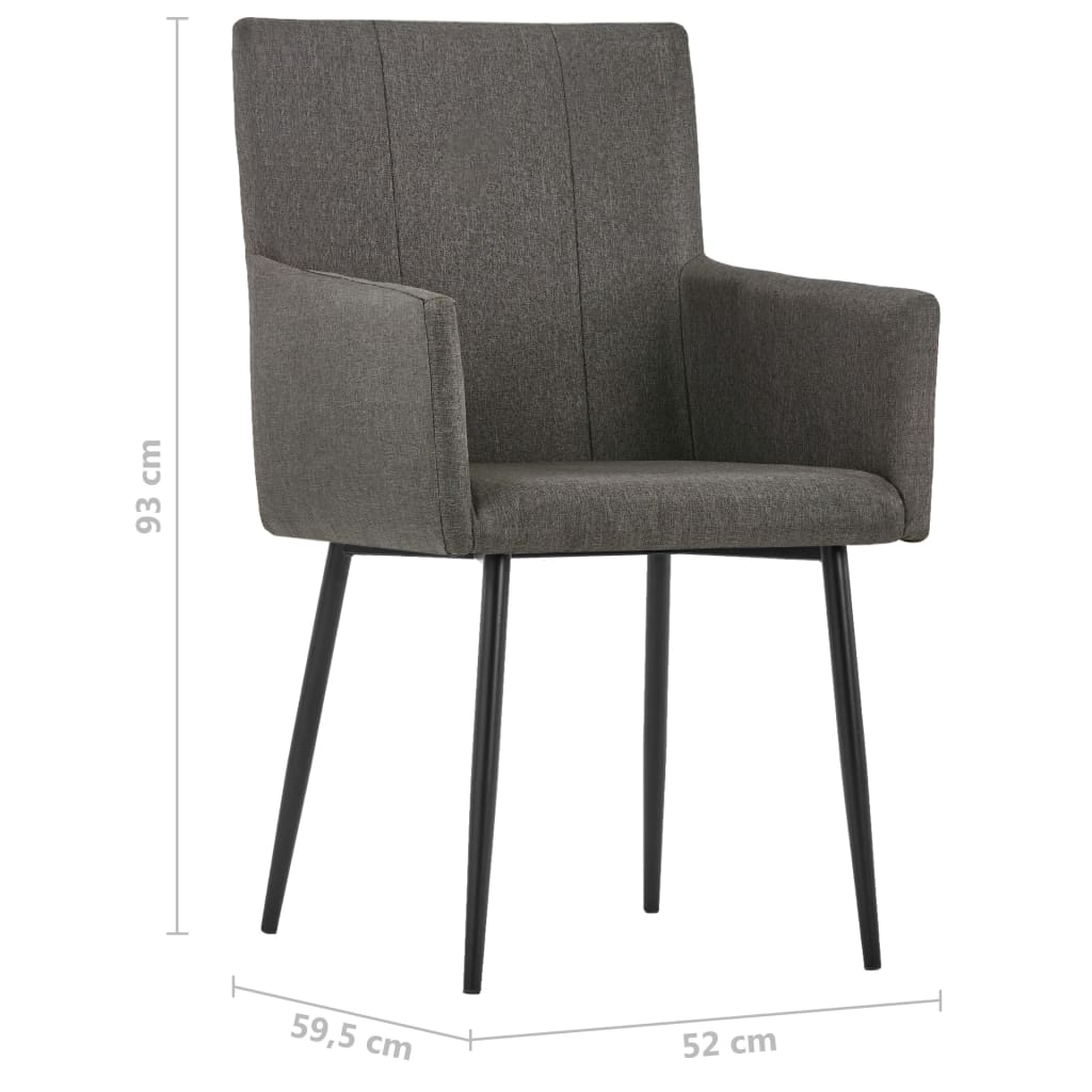 Dining Chairs with Armrests 2 pcs Taupe Fabric