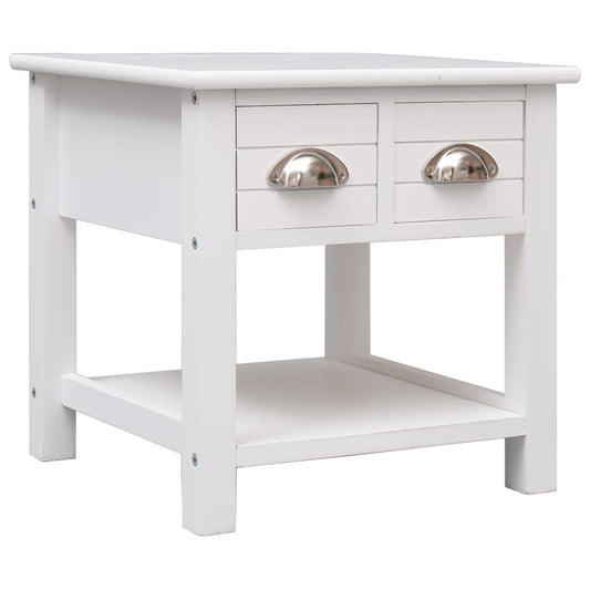 Side Table White 40x40x40 cm Paulownia Wood