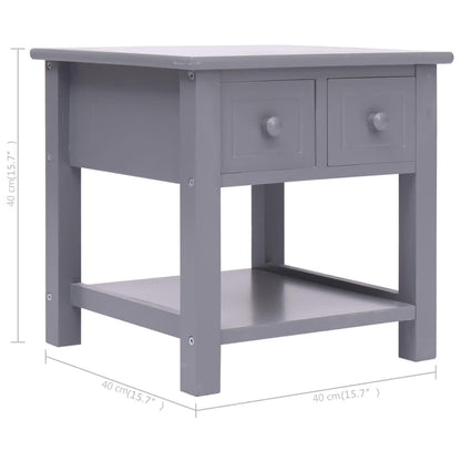 Side Table Grey 40x40x40 cm Paulownia Wood