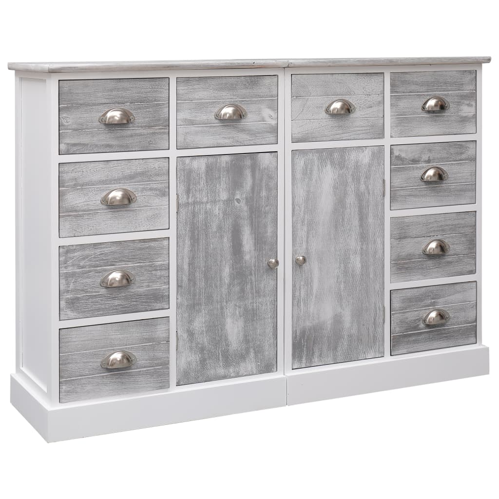 Sideboard with 10 Drawers Grey 113x30x79 cm Wood