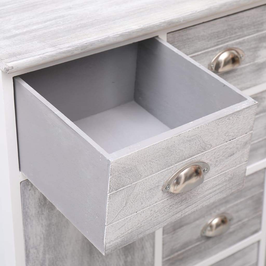 Sideboard with 10 Drawers Grey 113x30x79 cm Wood