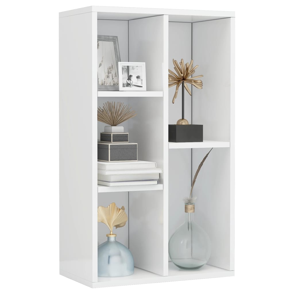 Book Cabinet/Sideboard High Gloss White 50x25x80 cm Engineered Wood