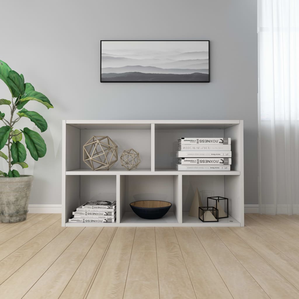 Book Cabinet/Sideboard High Gloss White 50x25x80 cm Engineered Wood