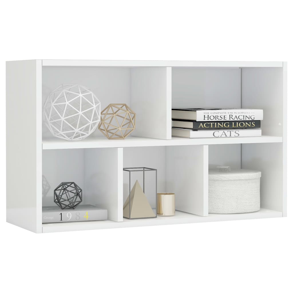 Book Cabinet/Sideboard High Gloss White 50x25x80 cm Engineered Wood