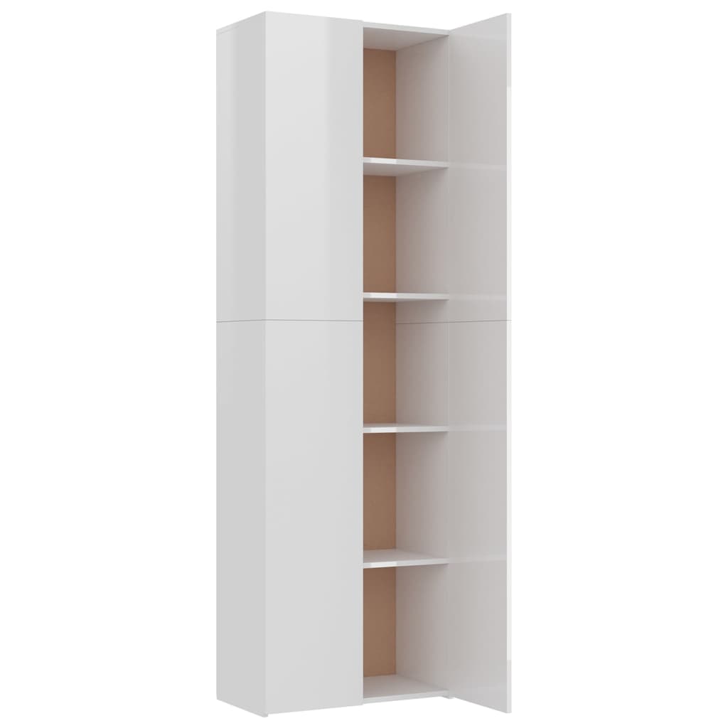 Office Cabinet High Gloss White 60x32x190 cm Engineered Wood