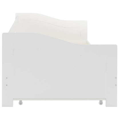 Pull-out Sofa Bed Frame without Mattress White Pinewood 90x200 cm