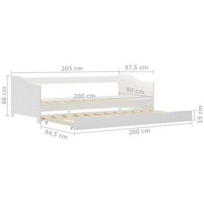 Pull-out Sofa Bed Frame without Mattress White Pinewood 90x200 cm