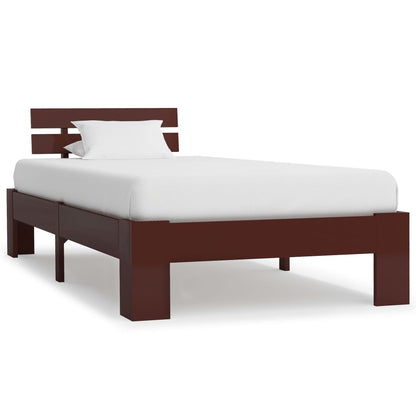 Bed Frame Dark Brown Solid Pine Wood 90x200 cm