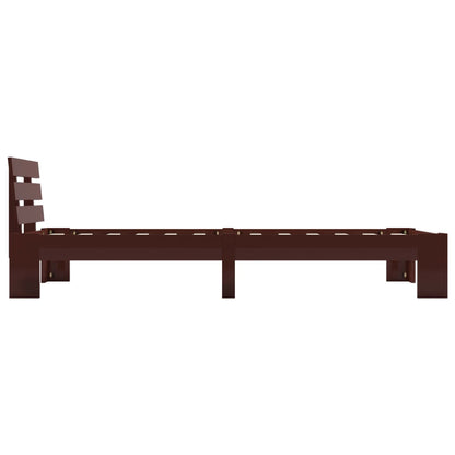 Bed Frame without Mattress Dark Brown Solid Pine Wood 100x200 cm