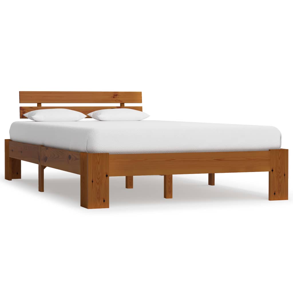 Bed Frame Honey Brown Solid Pine Wood 140x200 cm