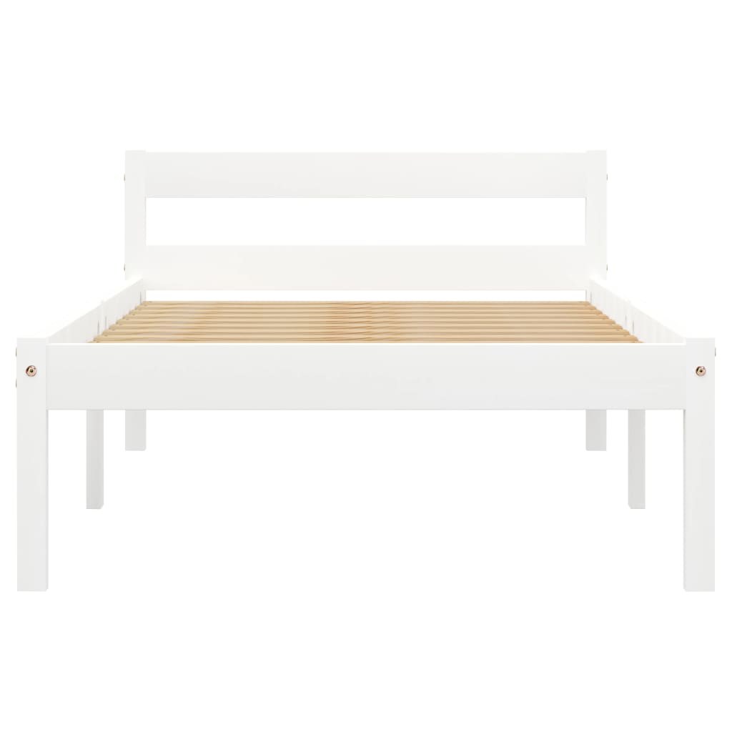 Bed Frame White Solid Pine Wood 100x200 cm