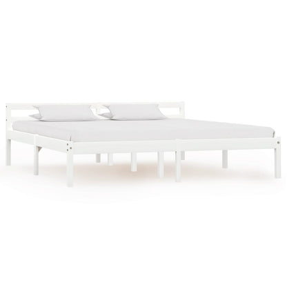 Bed Frame White Solid Pine Wood 160x200 cm