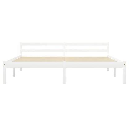 Bed Frame without Mattress White Solid Pine Wood 160x200 cm