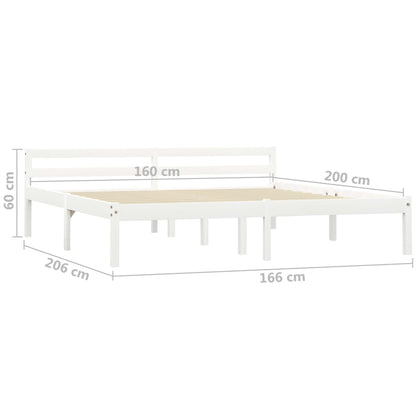 Bed Frame White Solid Pine Wood 160x200 cm