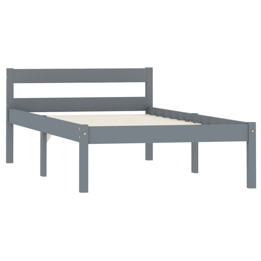 Bed Frame without Mattress Grey Solid Pine Wood 90x200 cm