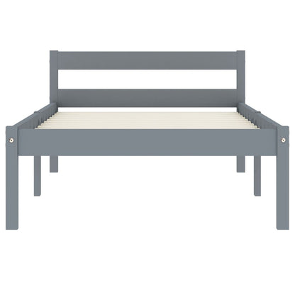 Bed Frame without Mattress Grey Solid Pine Wood 90x200 cm