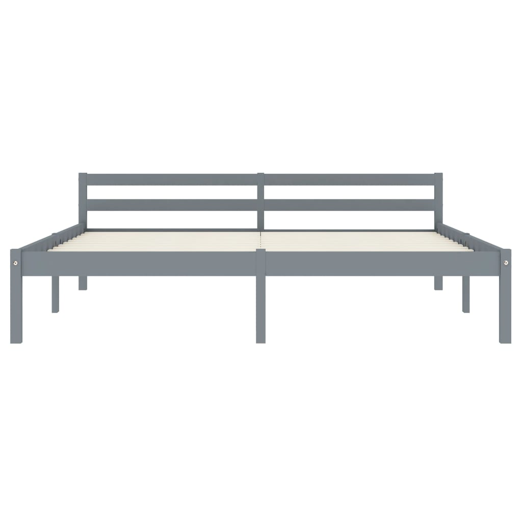 Bed Frame Grey Solid Pine Wood 160x200 cm