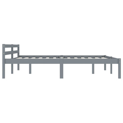 Bed Frame Grey Solid Pine Wood 160x200 cm